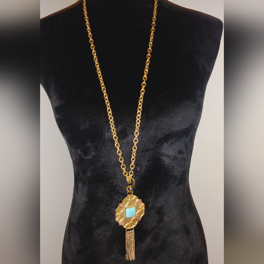 Stephanie Kantis 24 Kt Gold Plated Pendant And Necklace